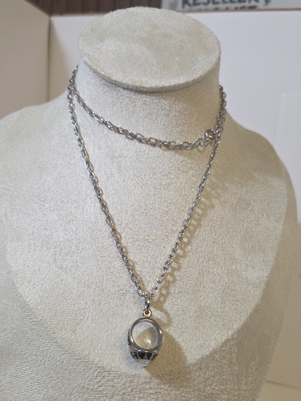 Class of 2024 Mini Class Ring Charm Pendant Necklace  Silver Tone & Clear Stone